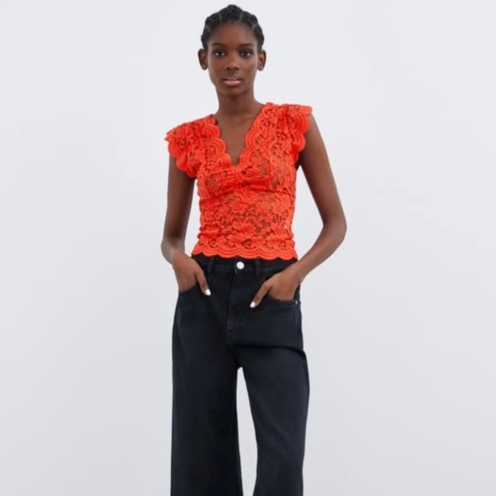 Zara Stretch Lace Top NWT